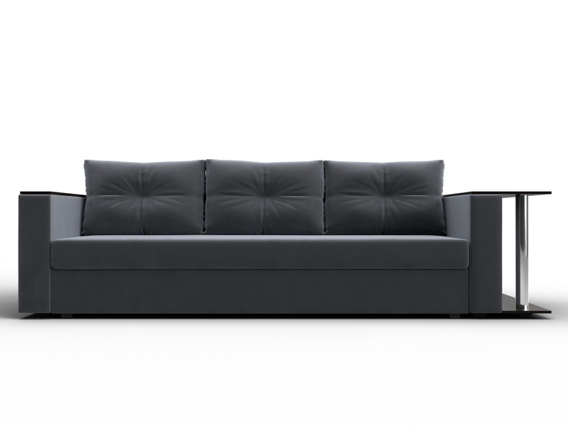 Диван прямой Атланта со столом справа, Велюр, SEVEN 17 серый