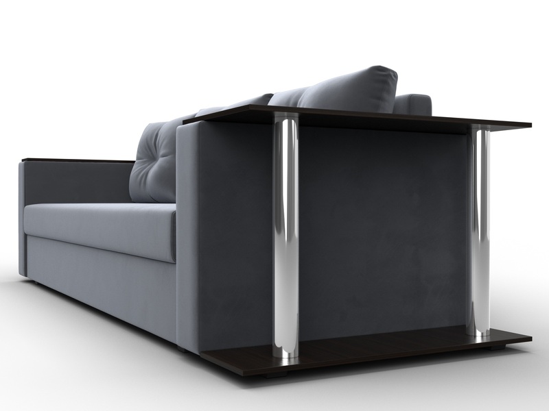 Диван прямой Атланта со столом справа, Велюр, SEVEN 17 серый