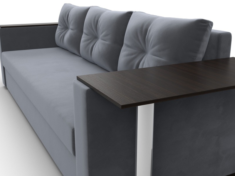 Диван прямой Атланта со столом справа, Велюр, SEVEN 17 серый