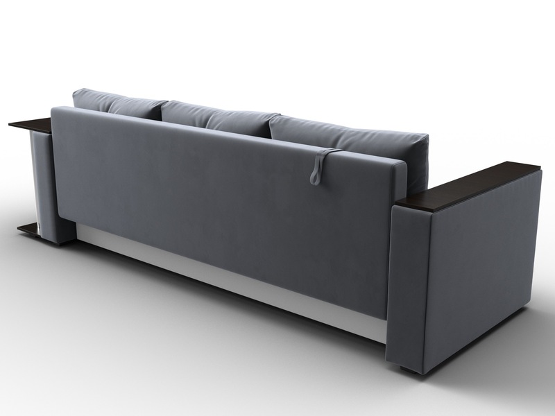 Диван прямой Атланта со столом справа, Велюр, SEVEN 17 серый