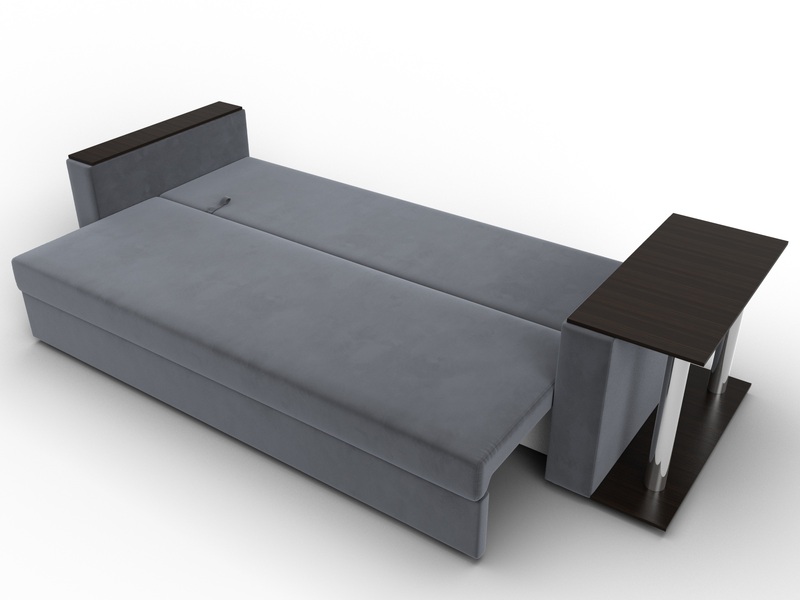 Диван прямой Атланта со столом справа, Велюр, SEVEN 17 серый