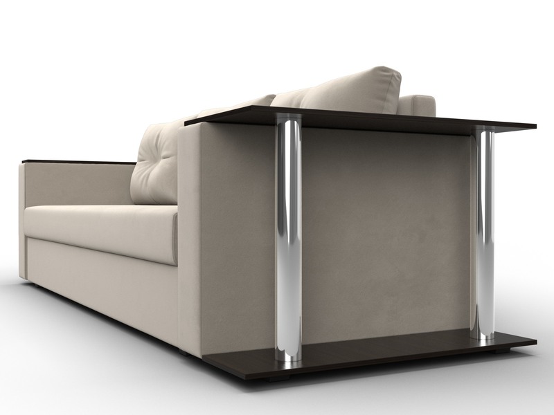 Диван прямой Атланта со столом справа, Микровельвет, Бежевый