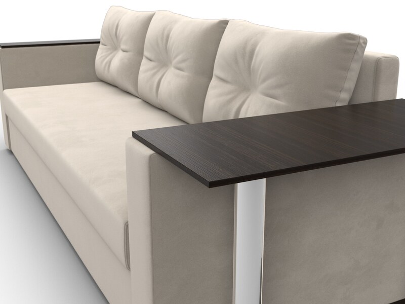 Диван прямой Атланта со столом справа, Микровельвет, Бежевый