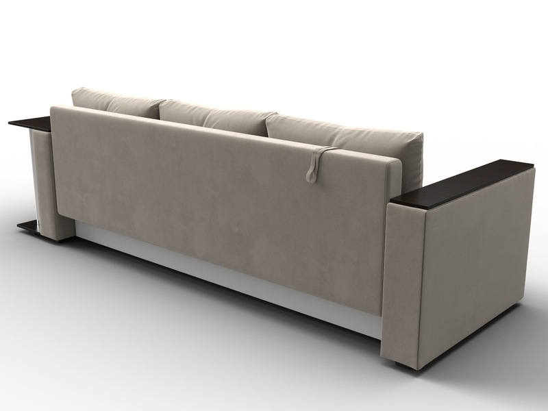 Диван прямой Атланта со столом справа, Микровельвет, Бежевый