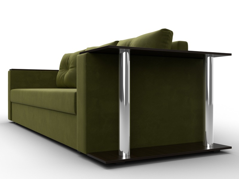 Диван прямой Атланта со столом справа, Микровельвет, Зеленый