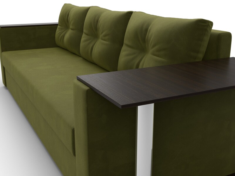 Диван прямой Атланта со столом справа, Микровельвет, Зеленый
