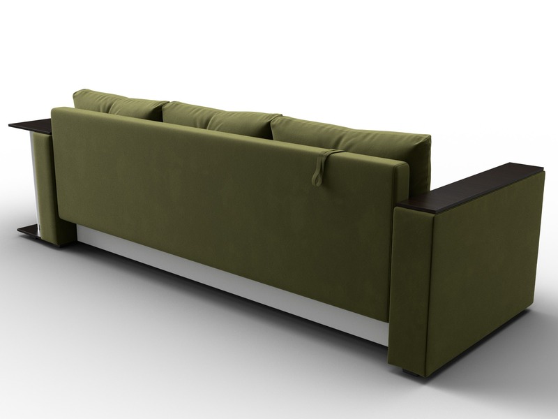 Диван прямой Атланта со столом справа, Микровельвет, Зеленый