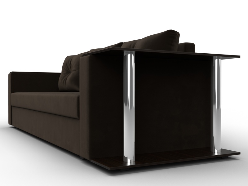 Диван прямой Атланта со столом справа, Микровельвет, Коричневый