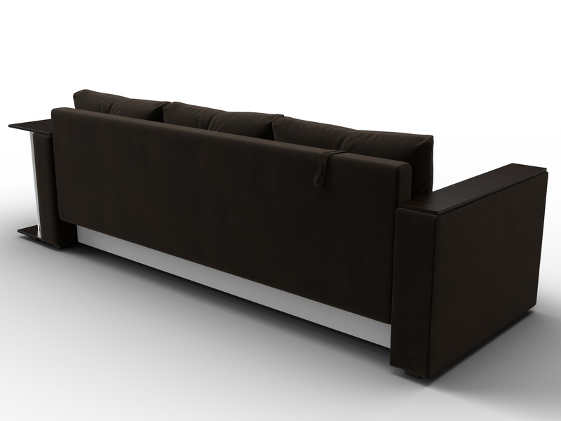 Диван прямой Атланта со столом справа, Микровельвет, Коричневый