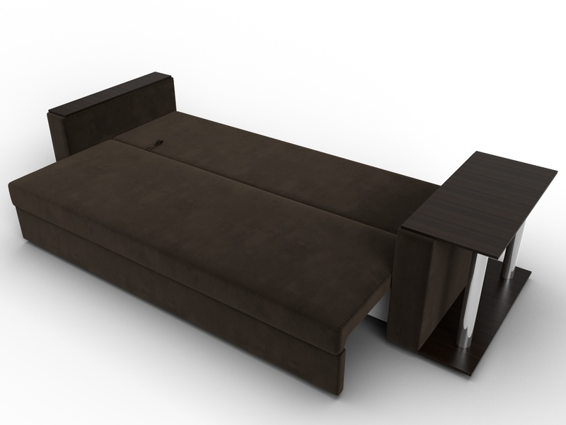 Диван прямой Атланта со столом справа, Микровельвет, Коричневый