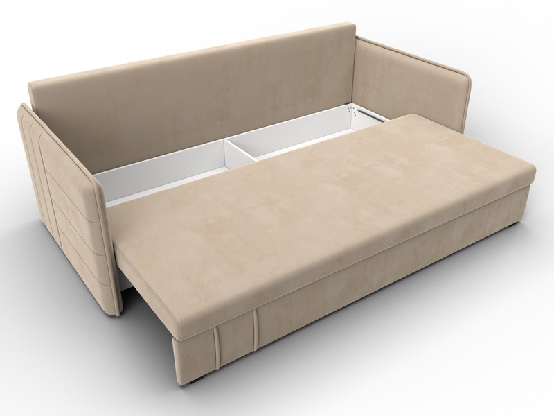 Диван прямой Слим, Велюр, SEVEN 729 бежевый