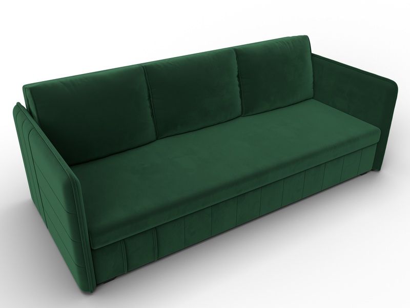 Диван прямой Слим, Велюр, SEVEN 626 зеленый