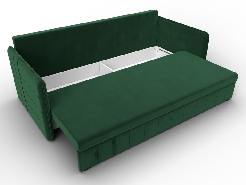 Диван прямой Слим, Велюр, SEVEN 626 зеленый