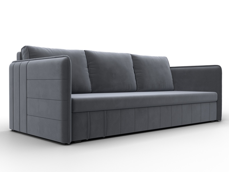 Диван прямой Слим, Велюр, SEVEN 17 серый