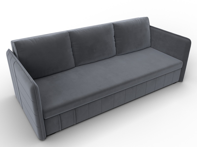 Диван прямой Слим, Велюр, SEVEN 17 серый