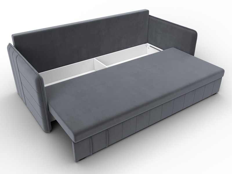 Диван прямой Слим, Велюр, SEVEN 17 серый