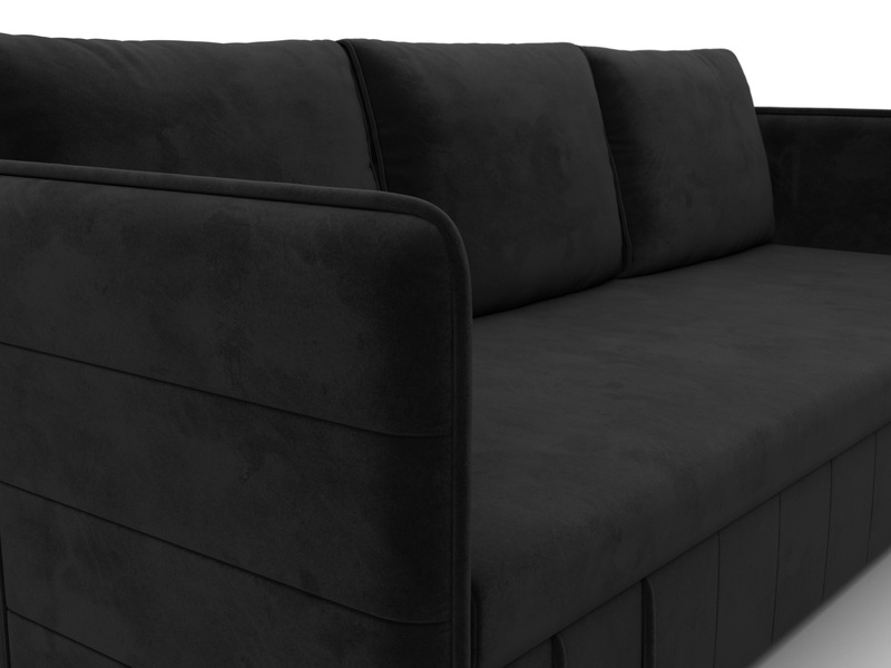 Диван прямой Слим, Велюр, SEVEN 35 черный
