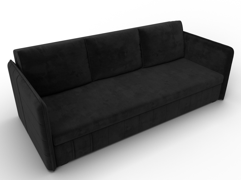 Диван прямой Слим, Велюр, SEVEN 35 черный