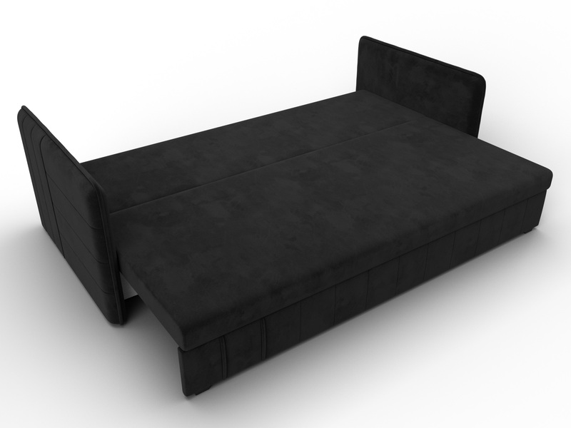 Диван прямой Слим, Велюр, SEVEN 35 черный
