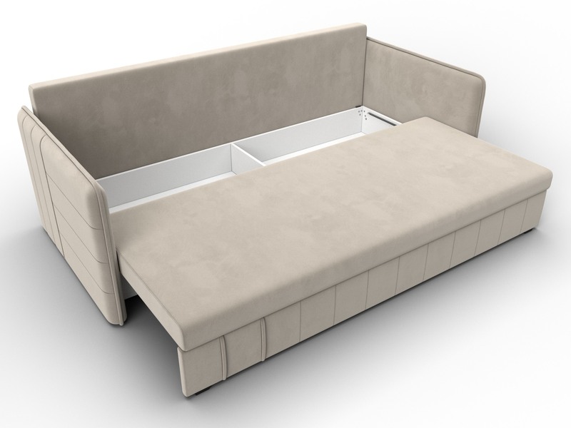 Диван прямой Слим, Микровельвет, Бежевый