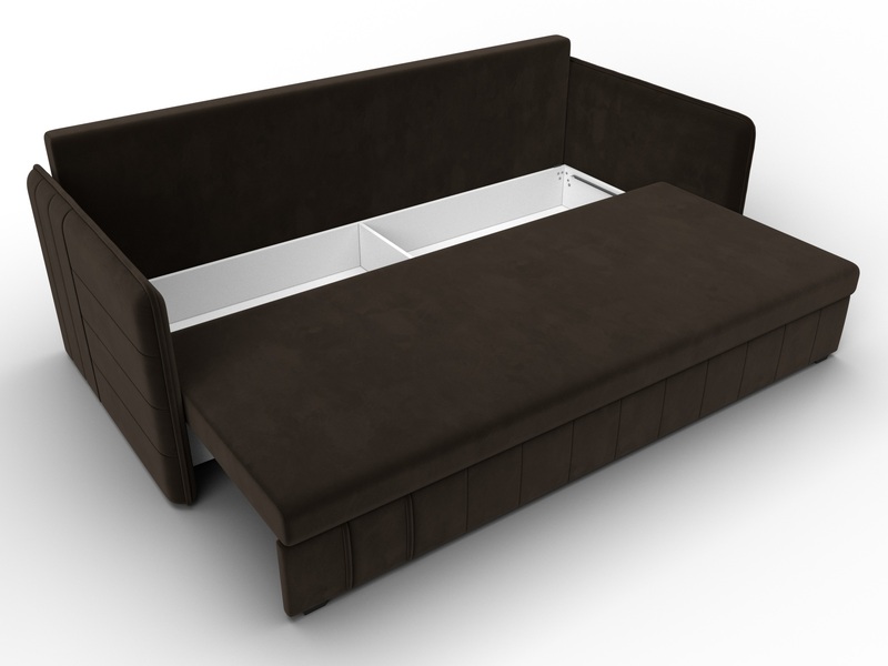 Диван прямой Слим, Микровельвет, Коричневый