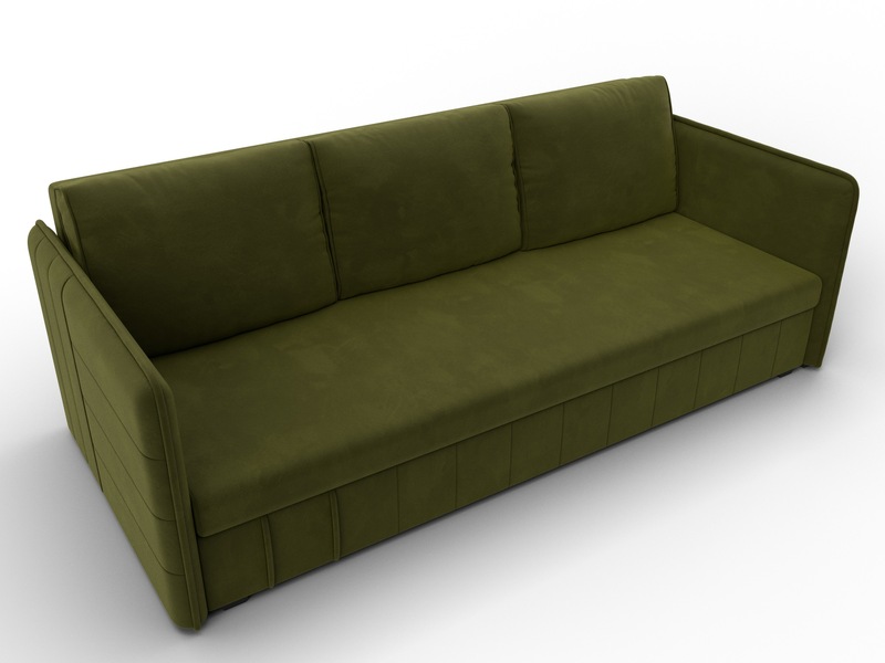 Диван прямой Слим, Микровельвет, Зеленый