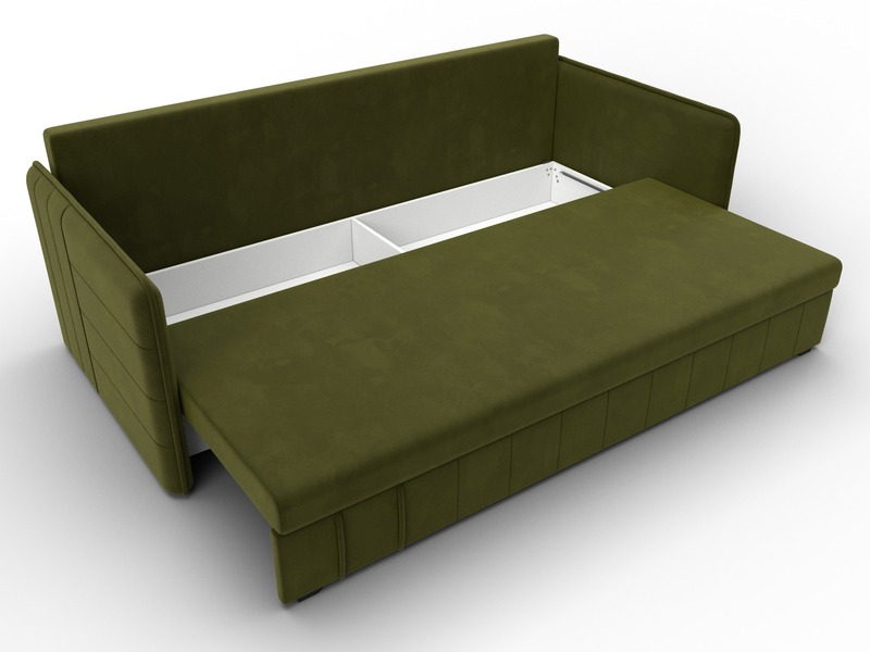 Диван прямой Слим, Микровельвет, Зеленый