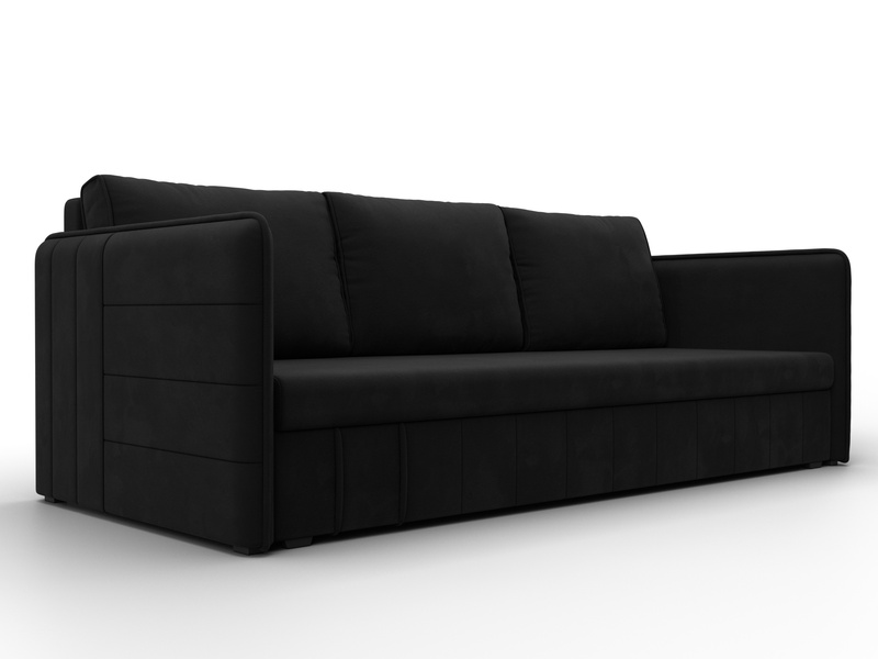 Диван прямой Слим, Микровельвет, Черный
