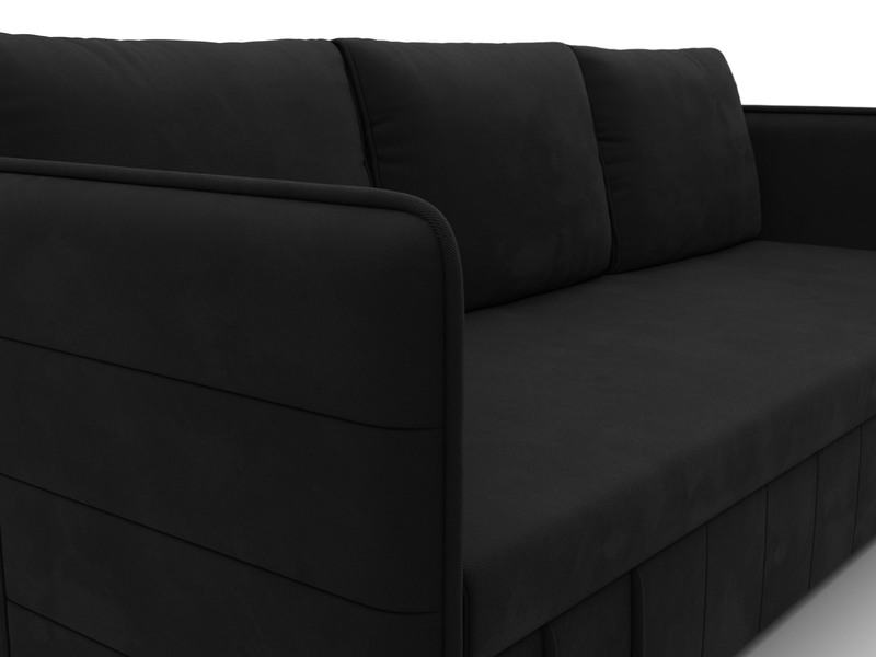 Диван прямой Слим, Микровельвет, Черный