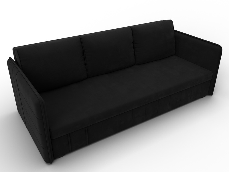 Диван прямой Слим, Микровельвет, Черный