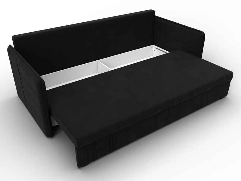 Диван прямой Слим, Микровельвет, Черный