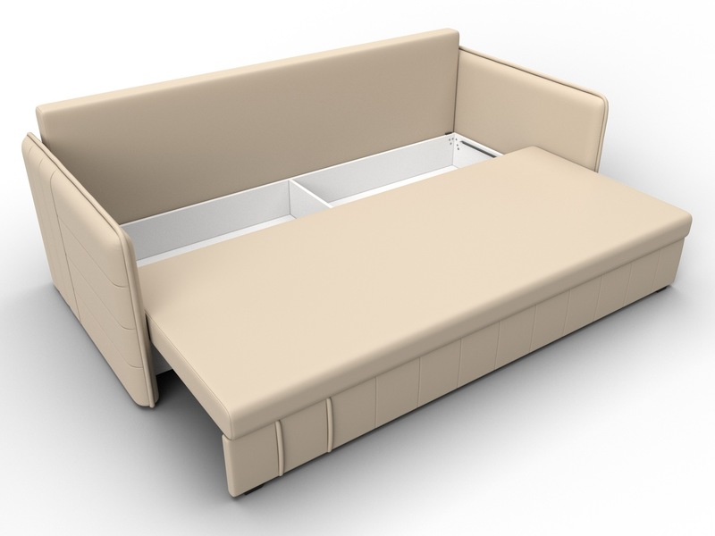 Диван прямой Слим, Экокожа, Бежевый