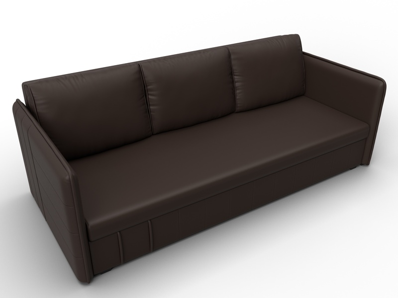 Диван прямой Слим, Экокожа, Коричневый