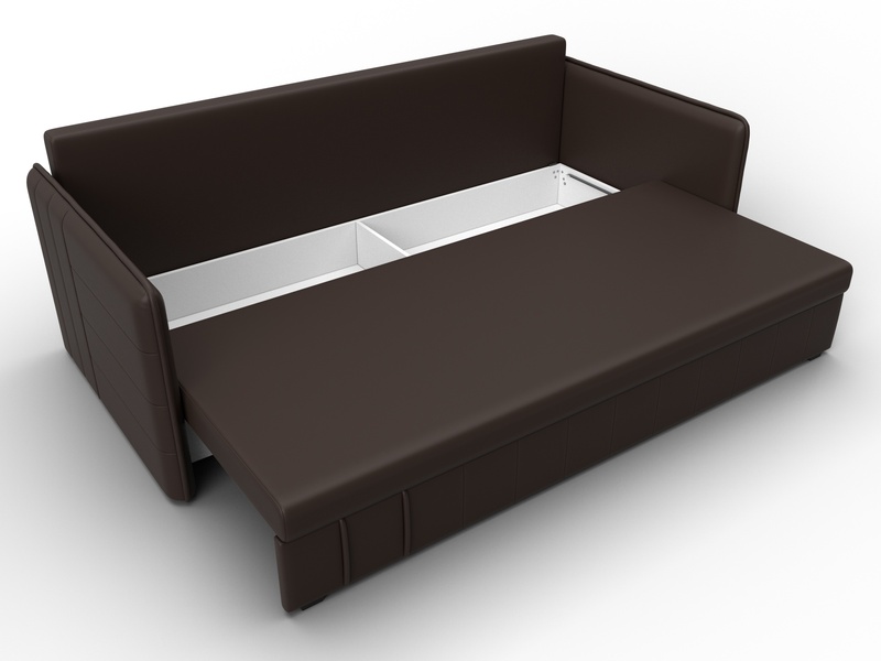 Диван прямой Слим, Экокожа, Коричневый
