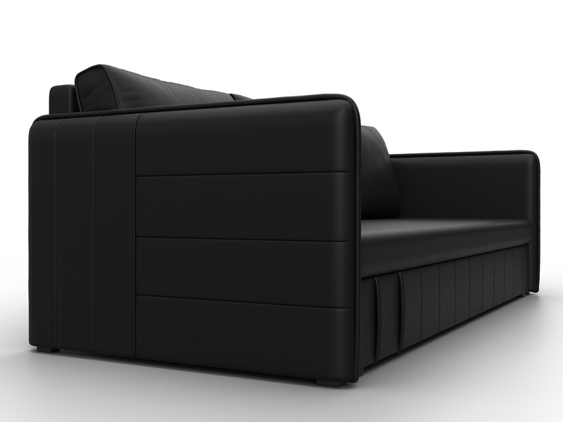 Диван прямой Слим, Экокожа, Черный