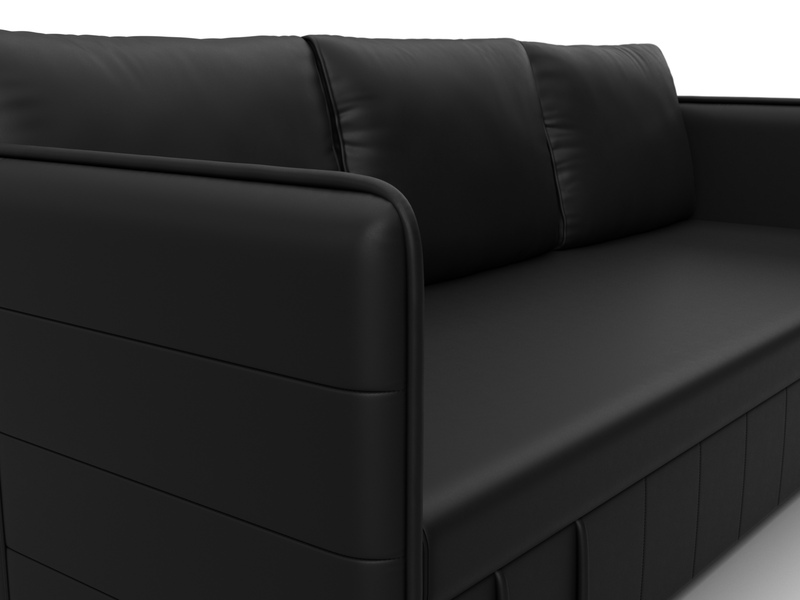Диван прямой Слим, Экокожа, Черный