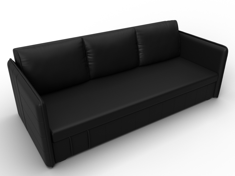 Диван прямой Слим, Экокожа, Черный