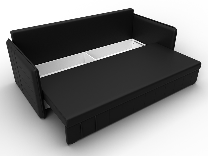 Диван прямой Слим, Экокожа, Черный