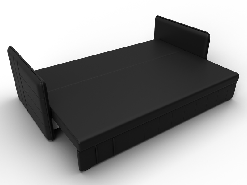 Диван прямой Слим, Экокожа, Черный