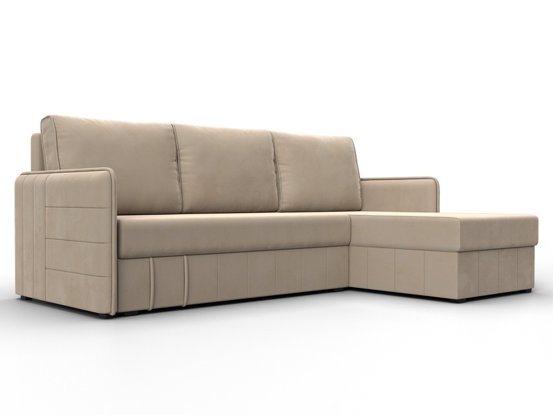 Диван угловой Слим угол универсальный, Велюр, SEVEN 729 бежевый