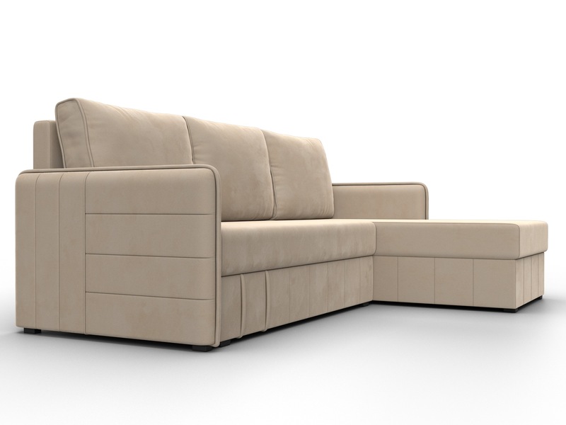 Диван угловой Слим угол универсальный, Велюр, SEVEN 729 бежевый