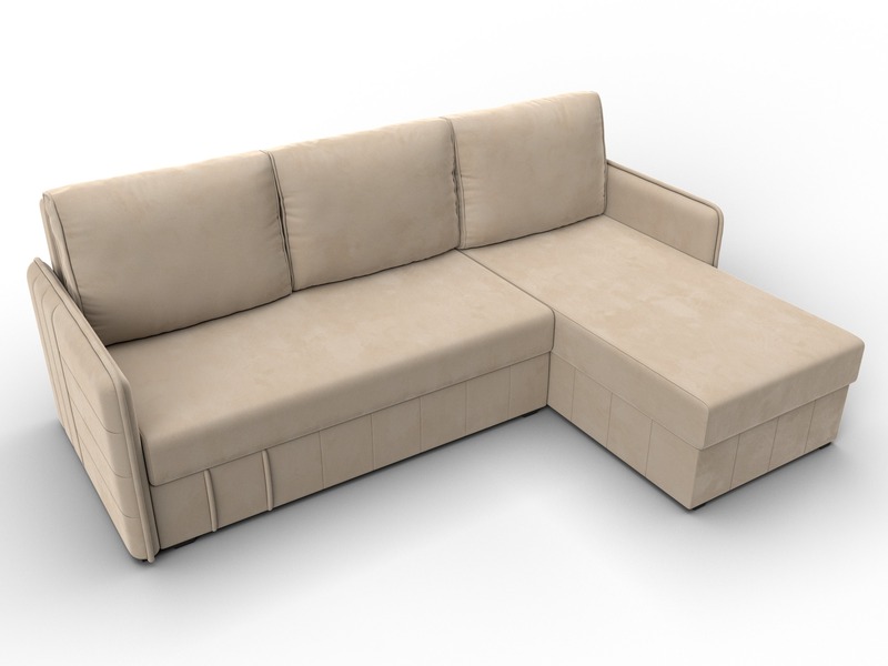 Диван угловой Слим угол универсальный, Велюр, SEVEN 729 бежевый