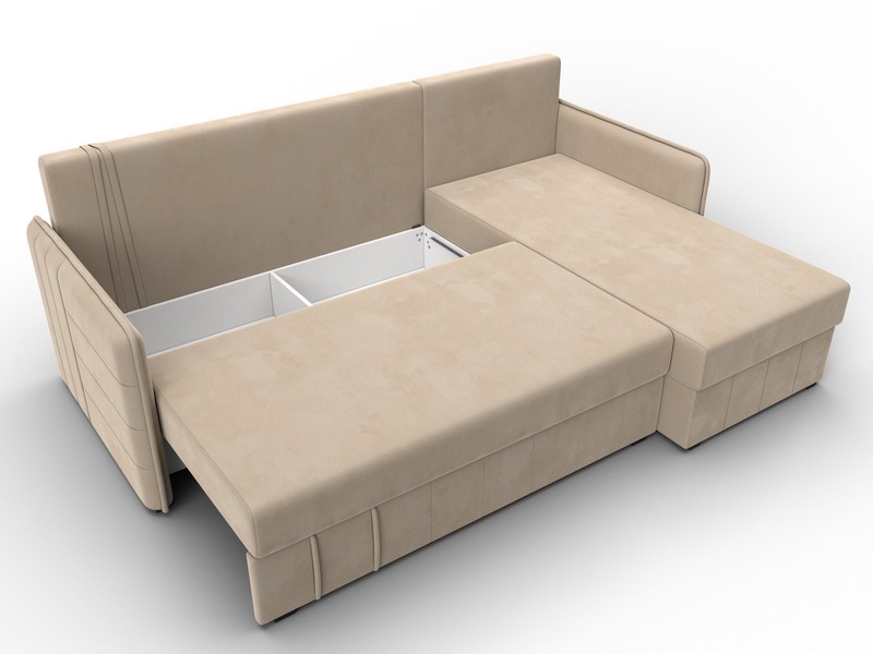 Диван угловой Слим угол универсальный, Велюр, SEVEN 729 бежевый