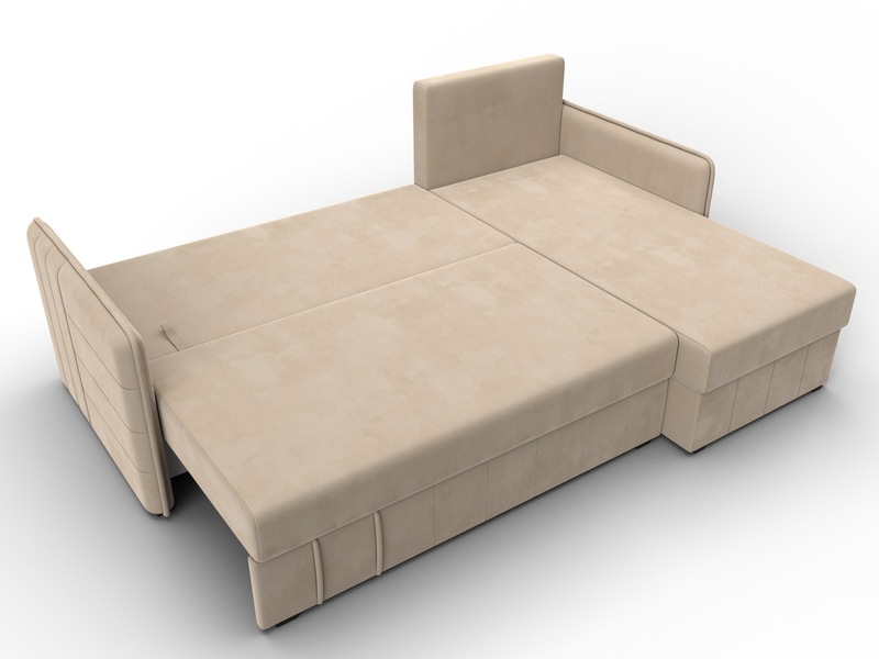 Диван угловой Слим угол универсальный, Велюр, SEVEN 729 бежевый