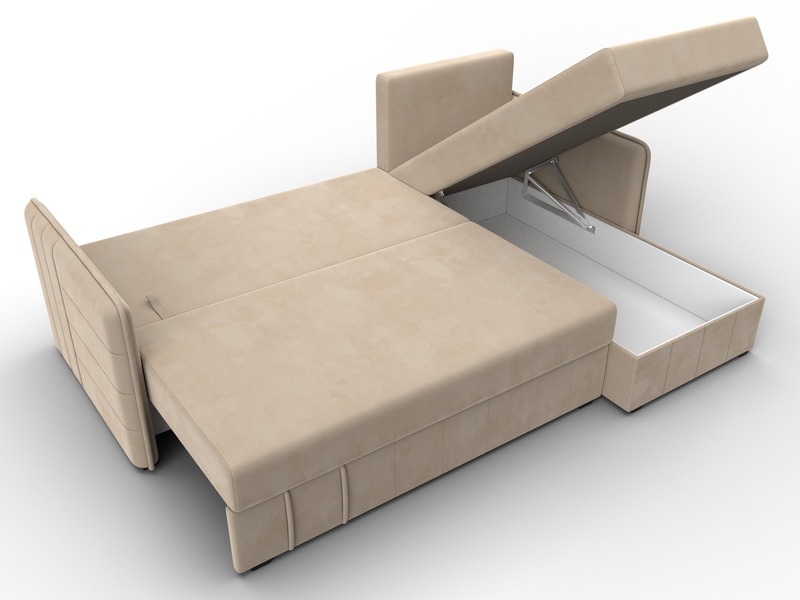 Диван угловой Слим угол универсальный, Велюр, SEVEN 729 бежевый