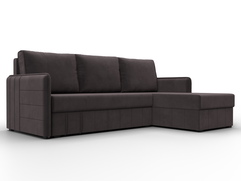 Диван угловой Слим угол универсальный, Велюр, SEVEN 727 коричневый