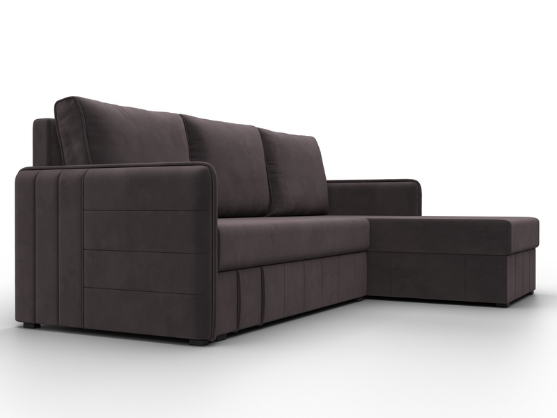 Диван угловой Слим угол универсальный, Велюр, SEVEN 727 коричневый