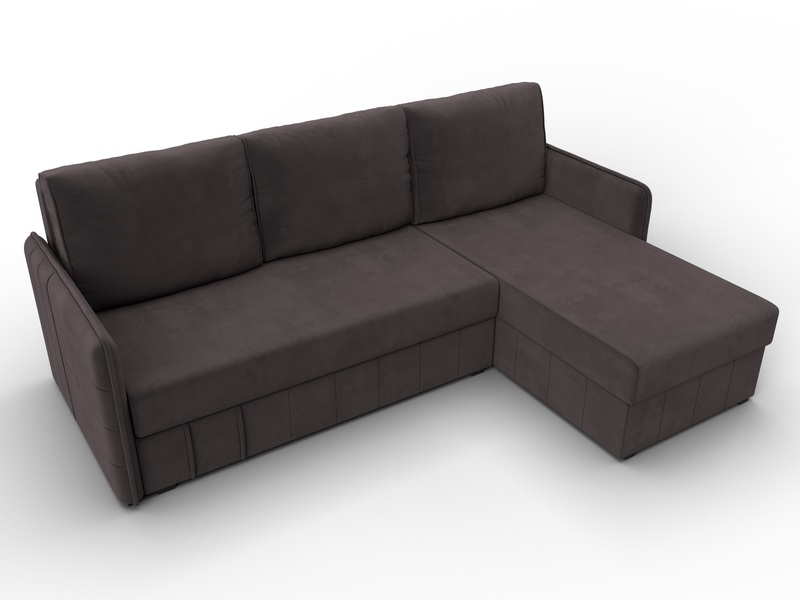 Диван угловой Слим угол универсальный, Велюр, SEVEN 727 коричневый