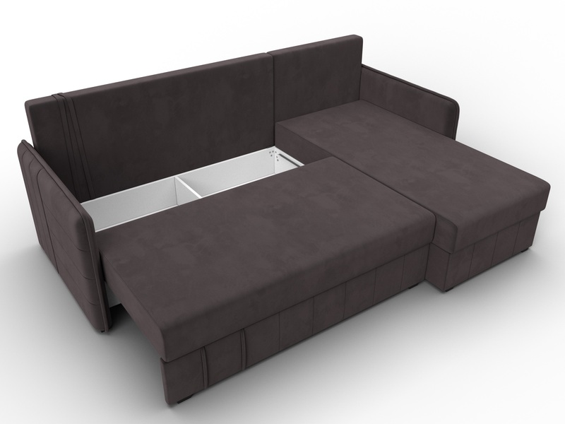 Диван угловой Слим угол универсальный, Велюр, SEVEN 727 коричневый