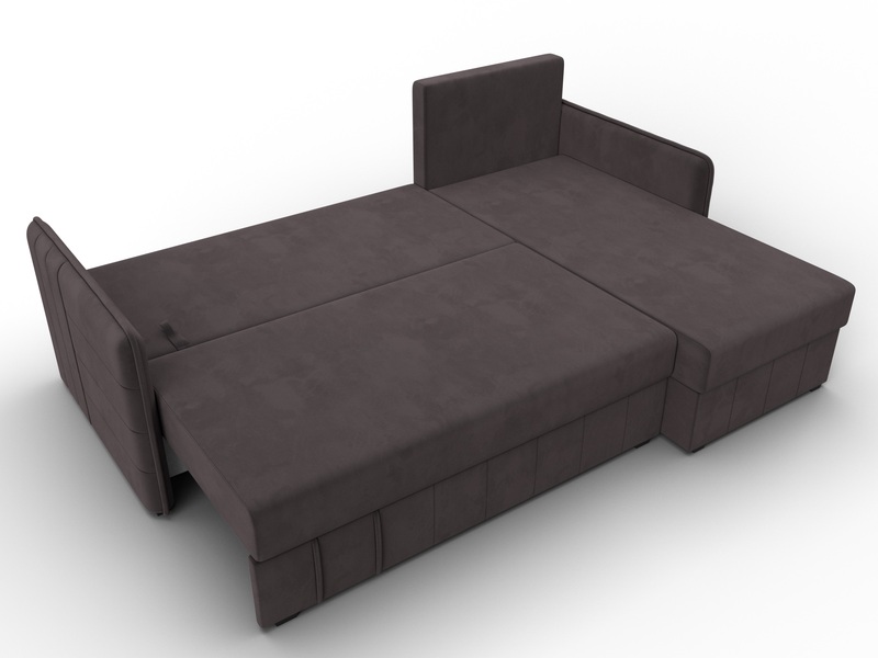 Диван угловой Слим угол универсальный, Велюр, SEVEN 727 коричневый